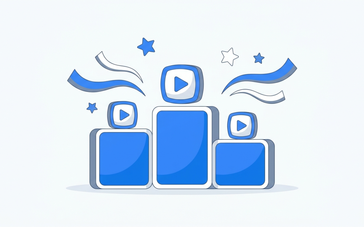 Winners podium with screens and stars illustrating ranked streaming services in Canada