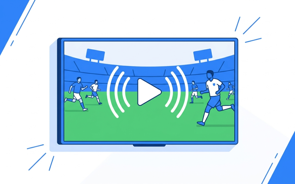 Smart TV showing a generic live sports scene, streaming games without blackouts