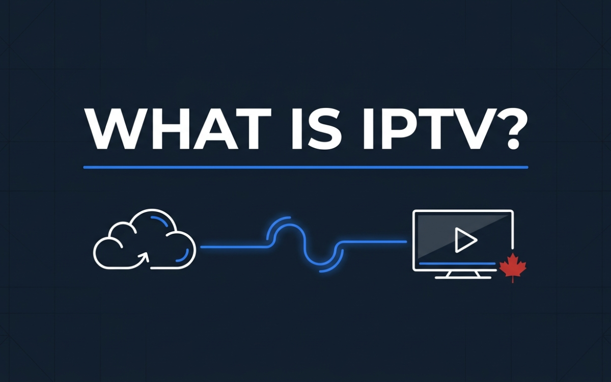 What is IPTV diagram showing internet cloud streaming to a smart TV in Canada